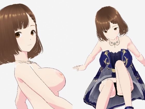 青いドレスを着た巨乳のお姉さん（セリフなし  3DCGモデル  イラスト集）  エロ画像714906